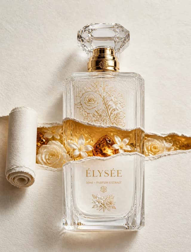 A photorealistic, highly detailed luxury commercial product photograph of an ele