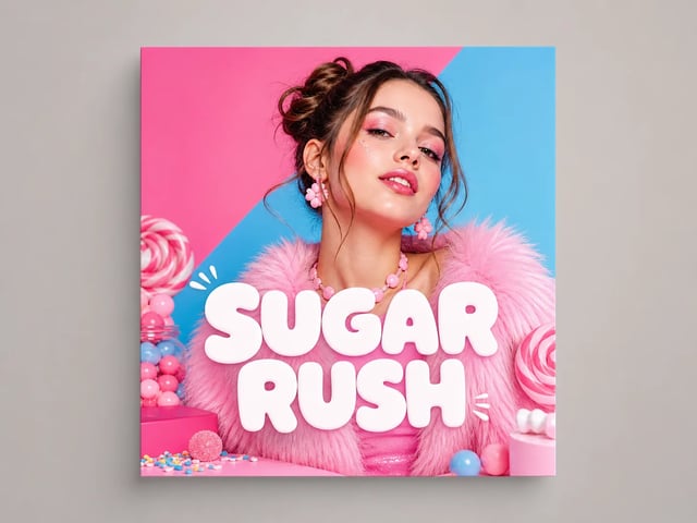 Square pop single cover with SUGAR RUSH title centered to show 1:1 format