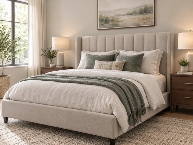 Ruhige Schlafzimmer-Vorschau für Kaufentscheidungen, keine Baupläne