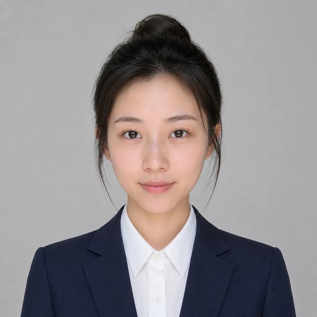 Professional CV portrait with clean neutral studio backdrop ready to crop
