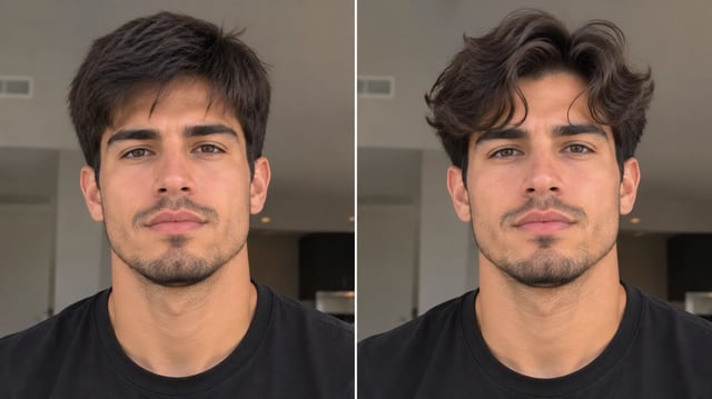 Before and after: soft waves matching the same portrait lighting
