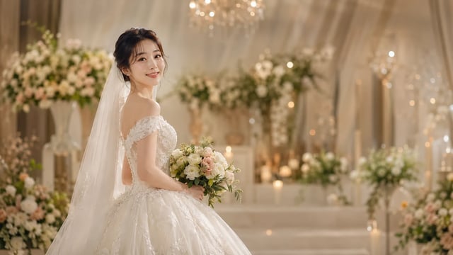 Bridal wedding-day portrait created from a casual photo with AI Wedding Photo Generator on SupaImagine