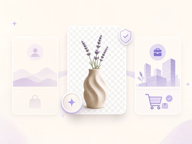透明产品抠图旁展示积分和商用边界提示