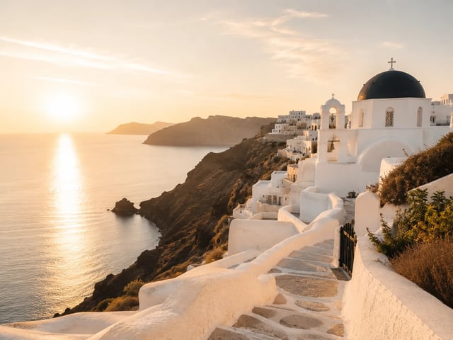 One travel photograph adapted into coordinated landscape and portrait editorial layouts through scene extension