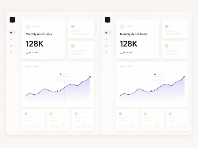 Vorher/Nachher: UI-Label links Monthly Activ Users, rechts Monthly Active Users
