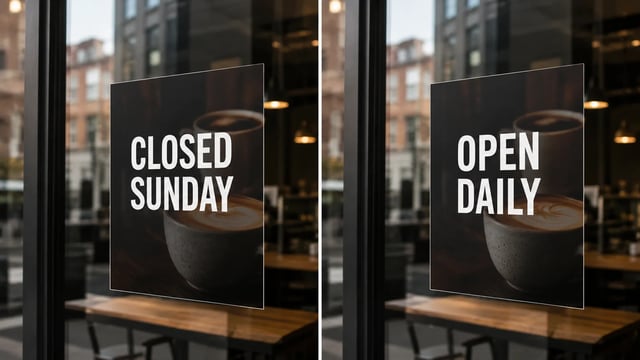Before and after: storefront poster text replaced with Image Text Editor on SupaImagine