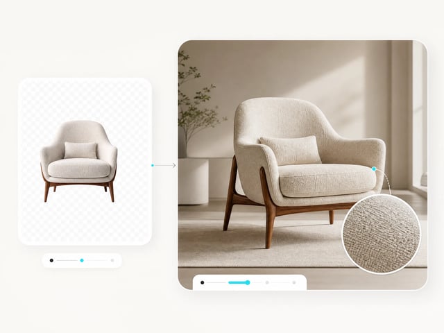 Recorte transparente de produto ampliado em uma imagem hero de alta resolução com detalhe nítido
