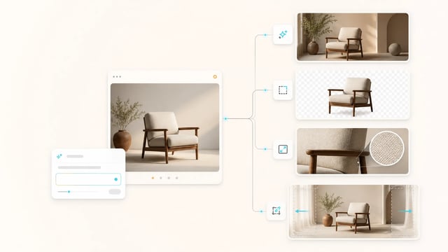 AI image tools workflow connecting generation, background removal, upscaling, and image extension in one workspace