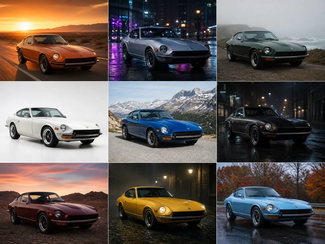 A grid of Krea 2 variations generated quickly from one prompt