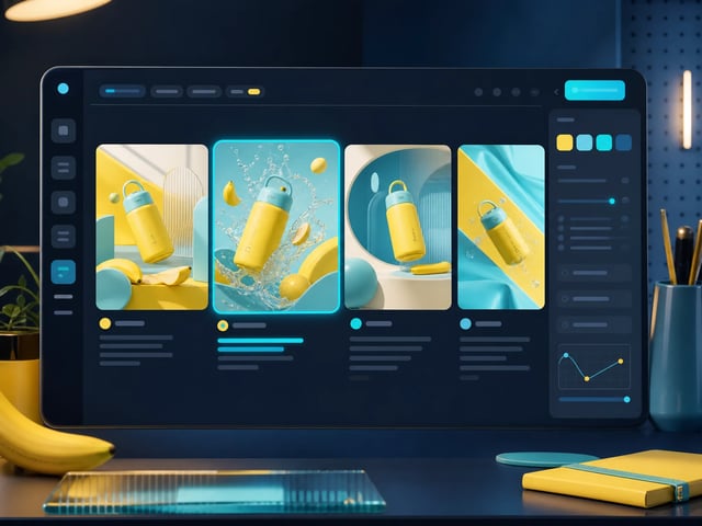Nano Banana 2 Lite 草稿板，展示四个快速 1K 概念变体