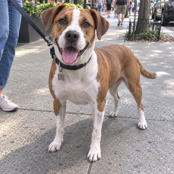 Casual phone photo of a golden dog before AI pet portrait generator
