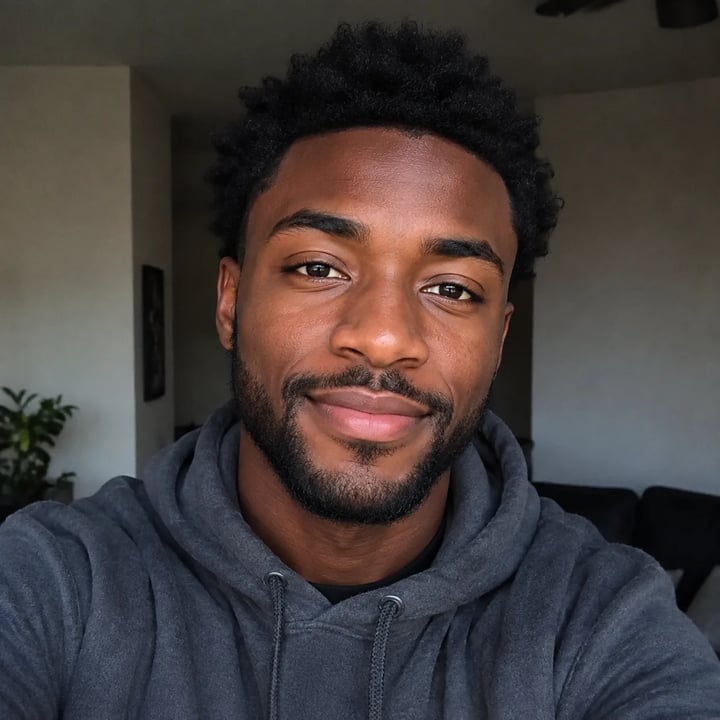 Casual phone portrait before professional resume photo AI