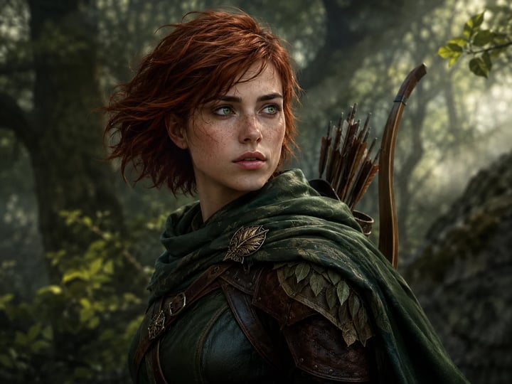 Halbrealistisches Fantasy-Waldläufer-Originalfiguren-Porträt