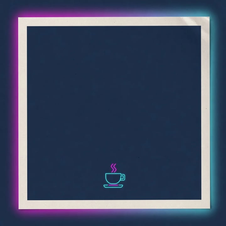 Poster de café noturno em branco com brilho neon e sem texto de headline