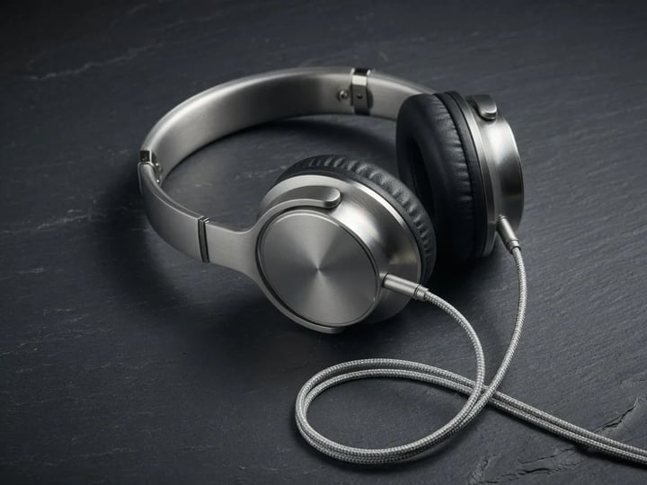 Fones de aço escovado em ardósia preta