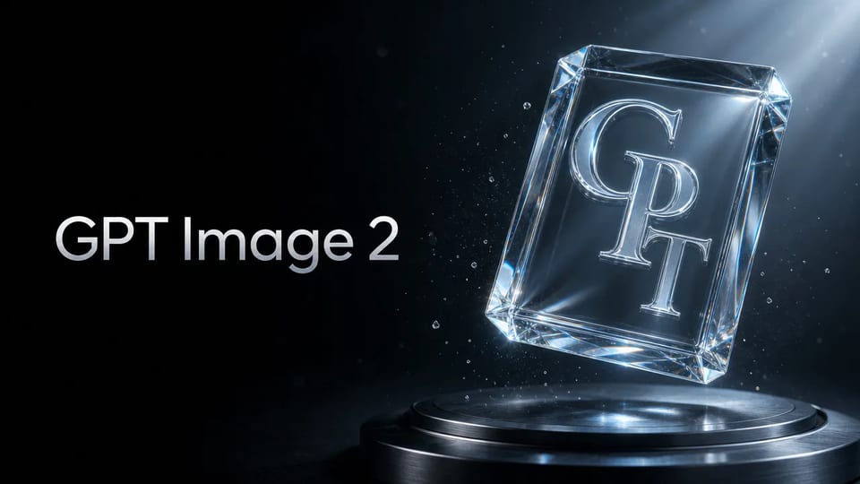Hero de produto GPT Image 2 — prisma de tipografia cristalina com tipo pérola
