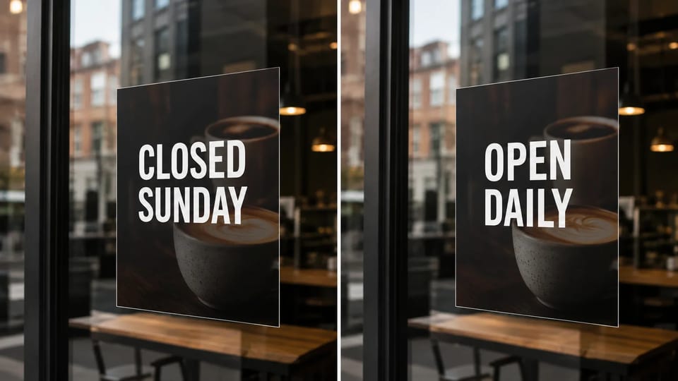 Antes e depois: texto de poster de vitrine substituído com o editor de texto em imagem no SupaImagine