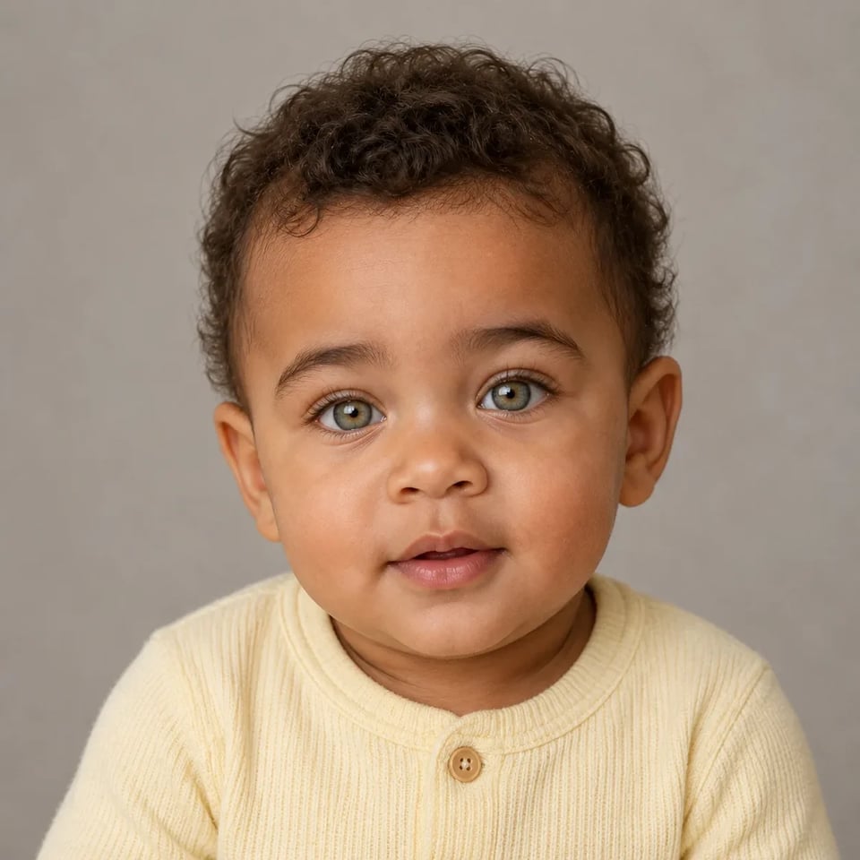 Fictional baby portrait result A from two sample adult references