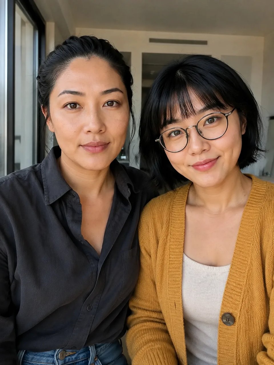 两位女性同框的写实双人静图