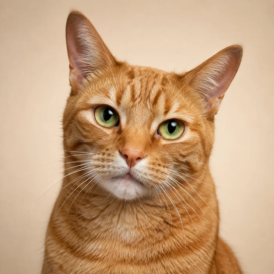 Same tabby cat after studio pet portrait AI restyle