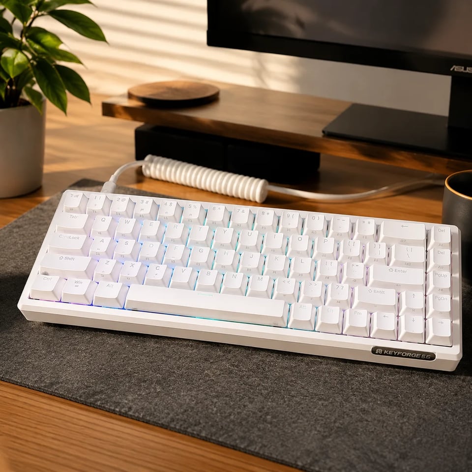 Tastatur in heller Lifestyle-Schreibtischszene