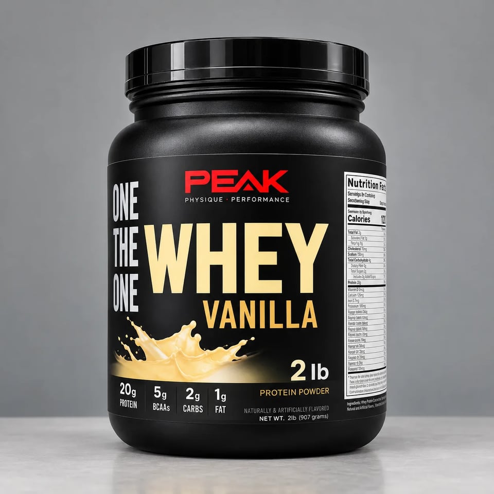Protein-Dose auf Studio-Regal