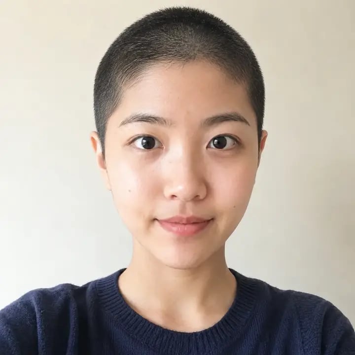 Same woman after long hair previewed as buzz cut